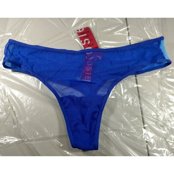 NWT Josie Natori Cheeky Fishnet Thong Panty 850139 Purple/Turquoise back 61075.2 - Picture 3 of 3